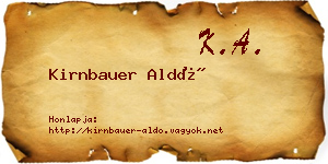 Kirnbauer Aldó névjegykártya